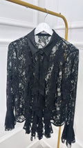 Black Ruffle Lace Shirt