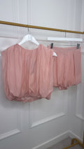 Pink Puffball Crop Top & Skort Co-ord Set