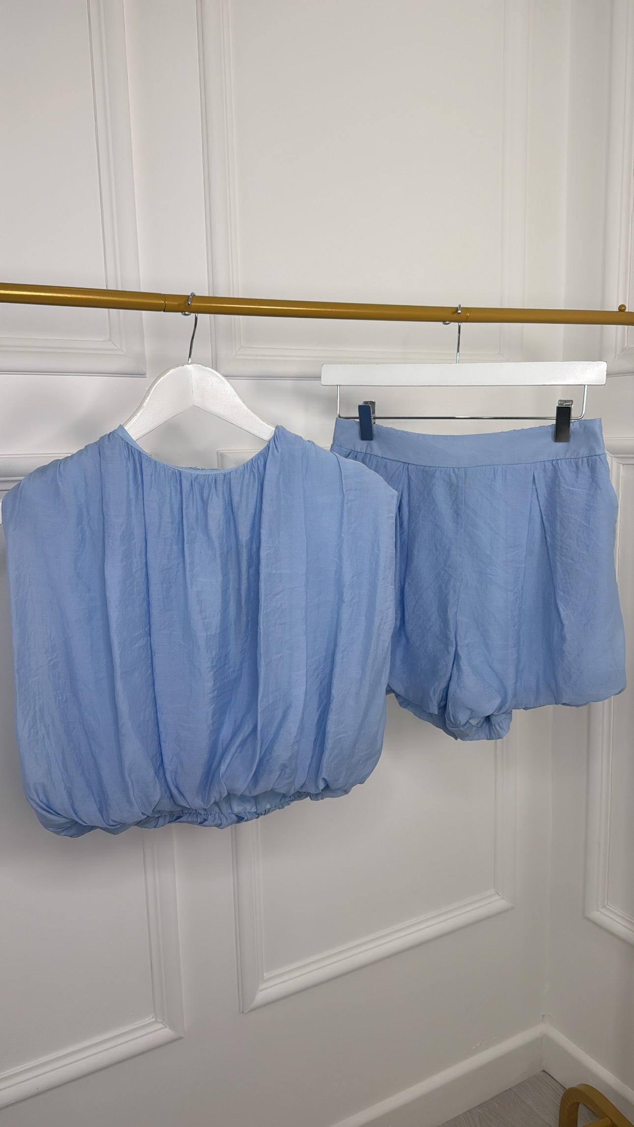 Blue Puffball Crop Top & Skort Co-ord Set