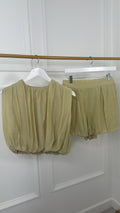 Green Puffball Crop Top & Skort Co-ord Set