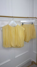 Yellow Puffball Crop Top & Skort Co-ord Set