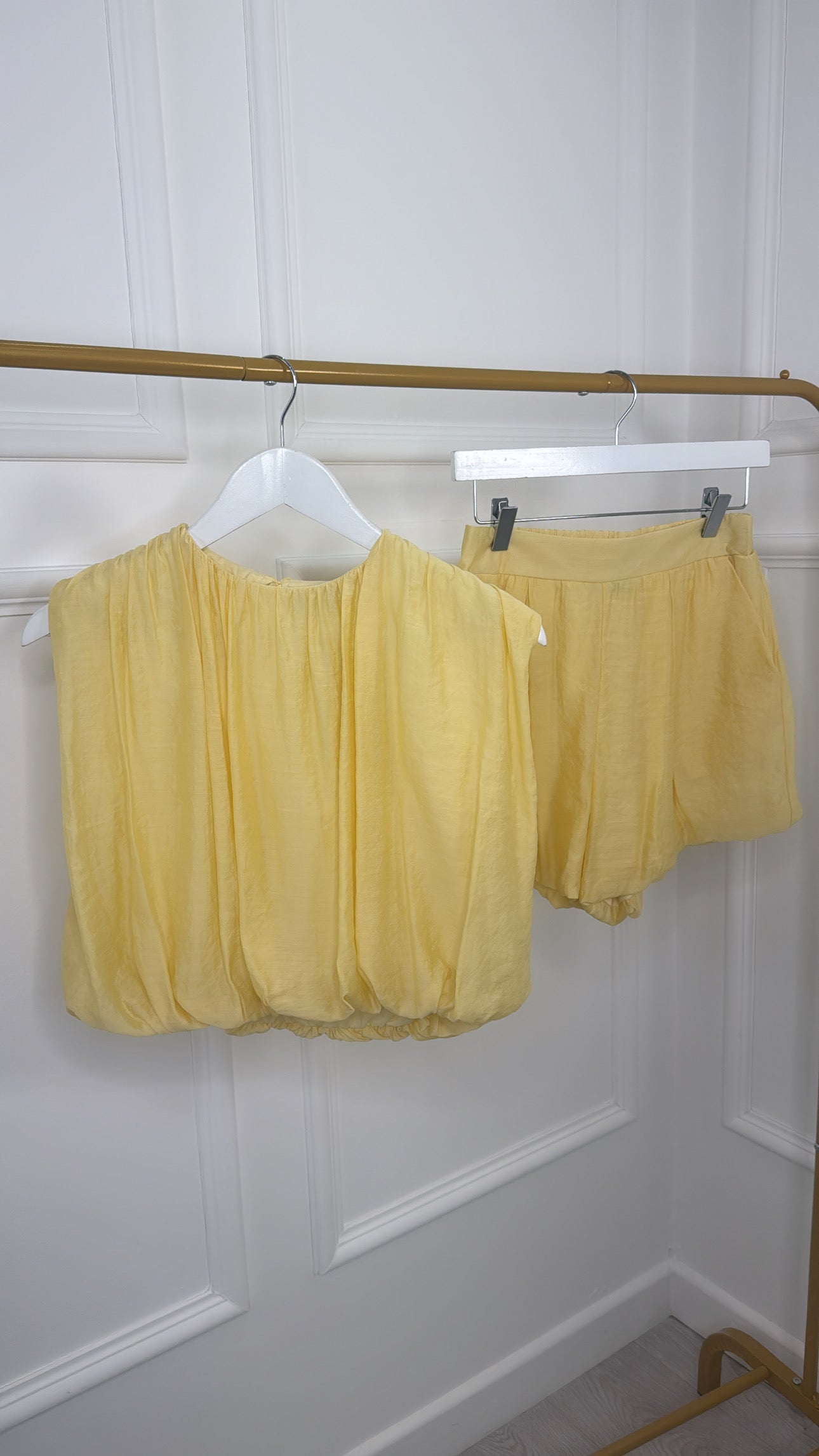 Yellow Puffball Crop Top & Skort Co-ord Set