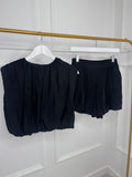 Black Puffball Crop Top & Skort Co-ord Set