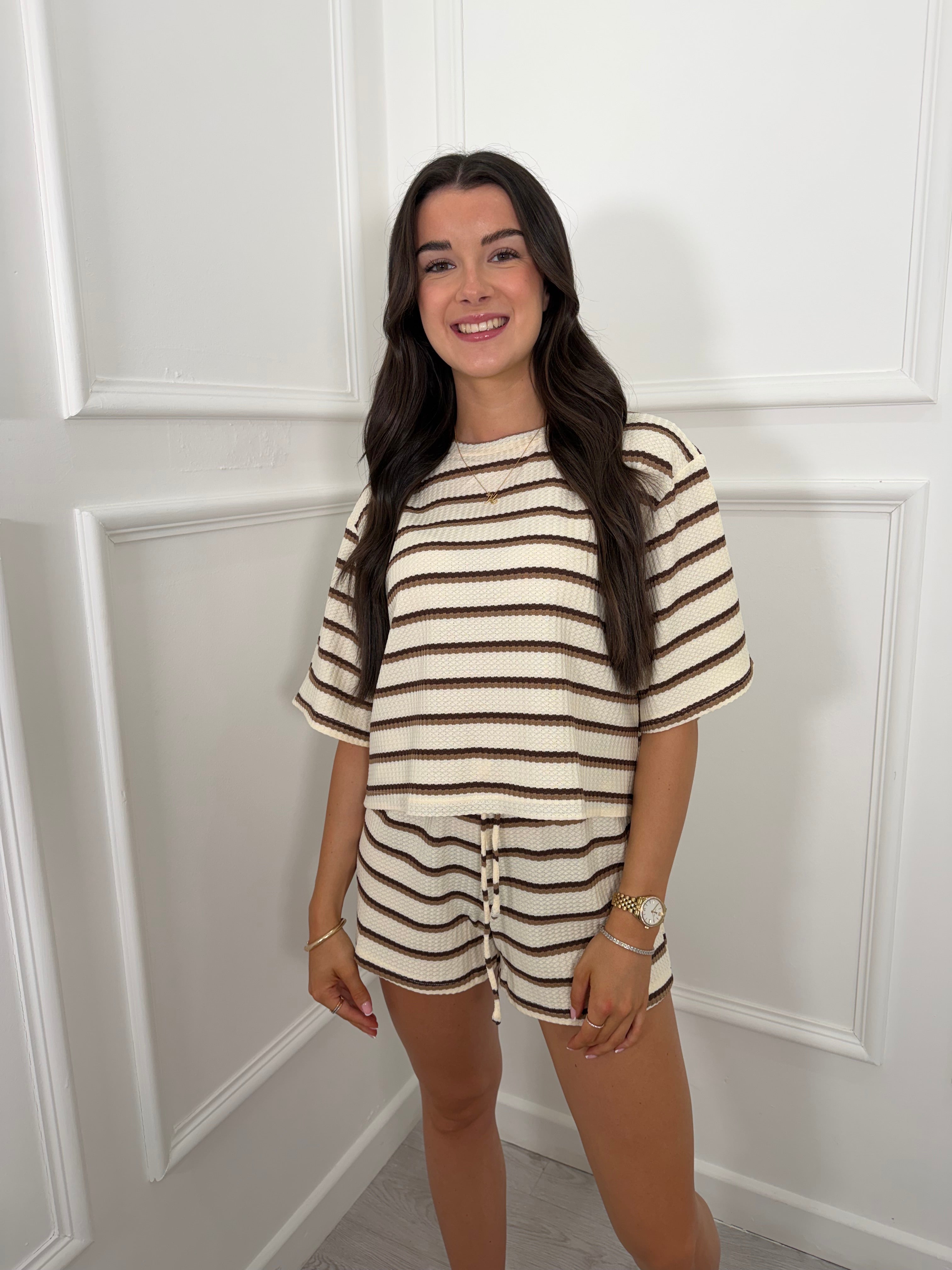 Jersey Stripe Top & Shorts Co-ord Set