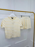 Lemon Stripe Button Top & Shorts      Co ord  Set