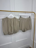 Taupe Puffball Crop Top & Skort Co-ord Set