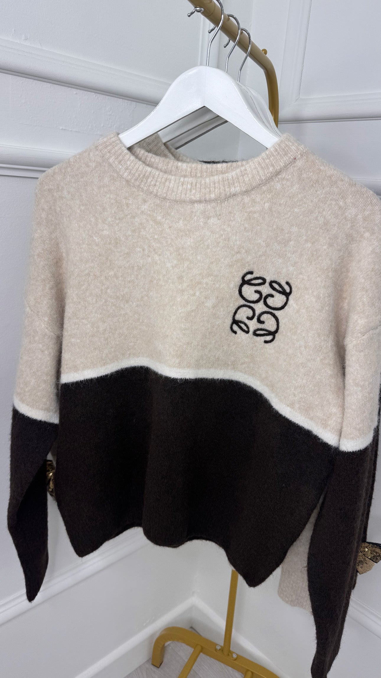 Brown & Cream Low Knit Jumper
