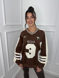 Brown Oversized Varsity Sweatshirt