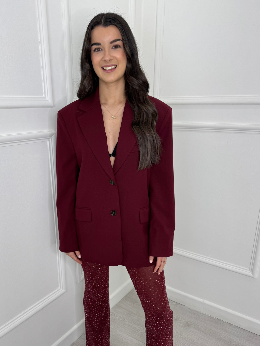 Burgundy Oversized Blazer
