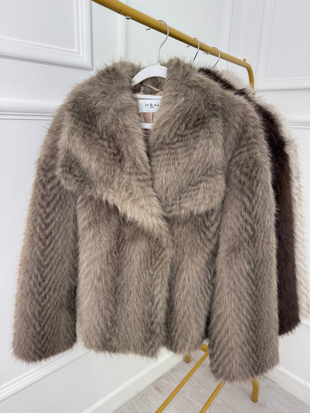 Taupe Two Tone Faux Fur Jacket