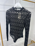 Black Floral Lace Bodysuit