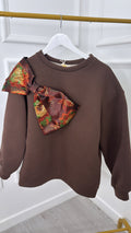 Metallic Bow Brown Sweatshirt