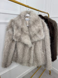 Cream Beige Mix Faux Fur Jacket