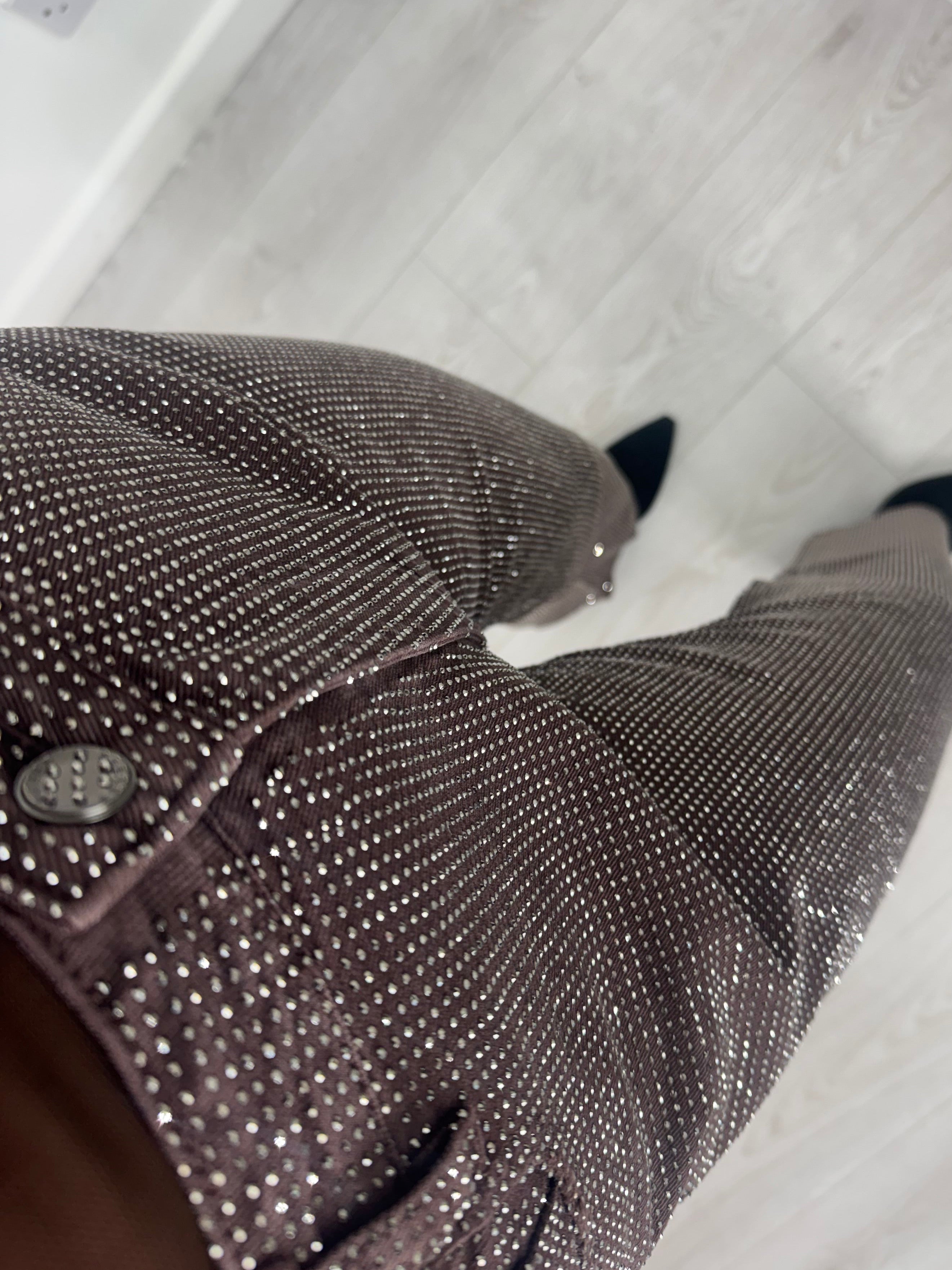 Chocolate Brown Diamante Jeans