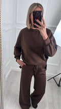 Brown Studded Top & Joggers Set