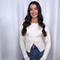 Cream Press Stud Knit Cardigan