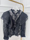 Black Embellished Lace & Satin Shirt