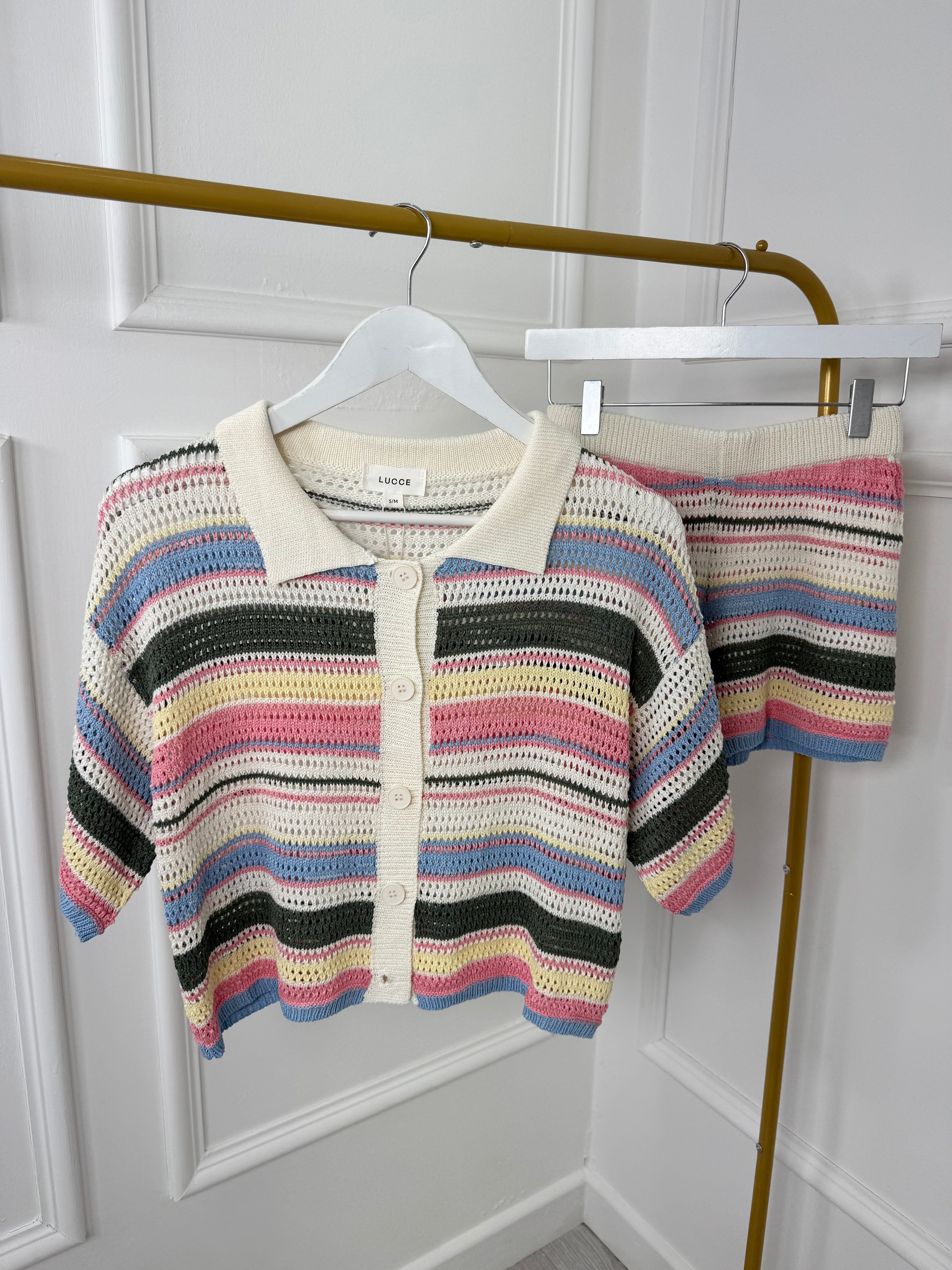 Crochet Button Top & Shorts Co-ord Set