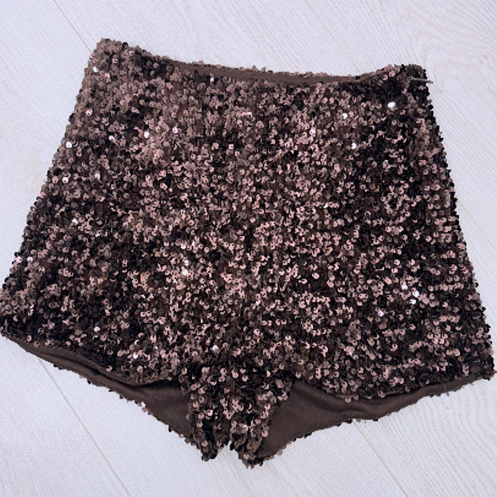 Brown Sequin Shorts