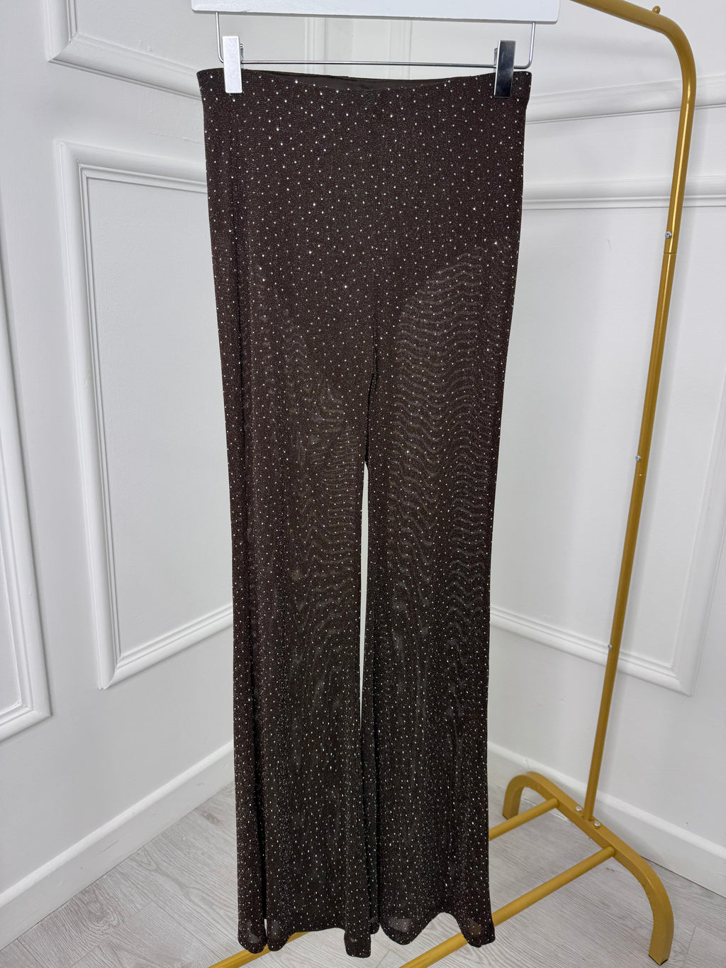 Brown Mesh Studded Trousers