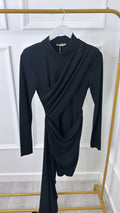 Black High Neck Drape Dress