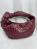 Burgundy Knot Handle Woven Bag