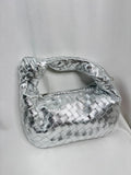 Silver Knot Handle Woven Bag