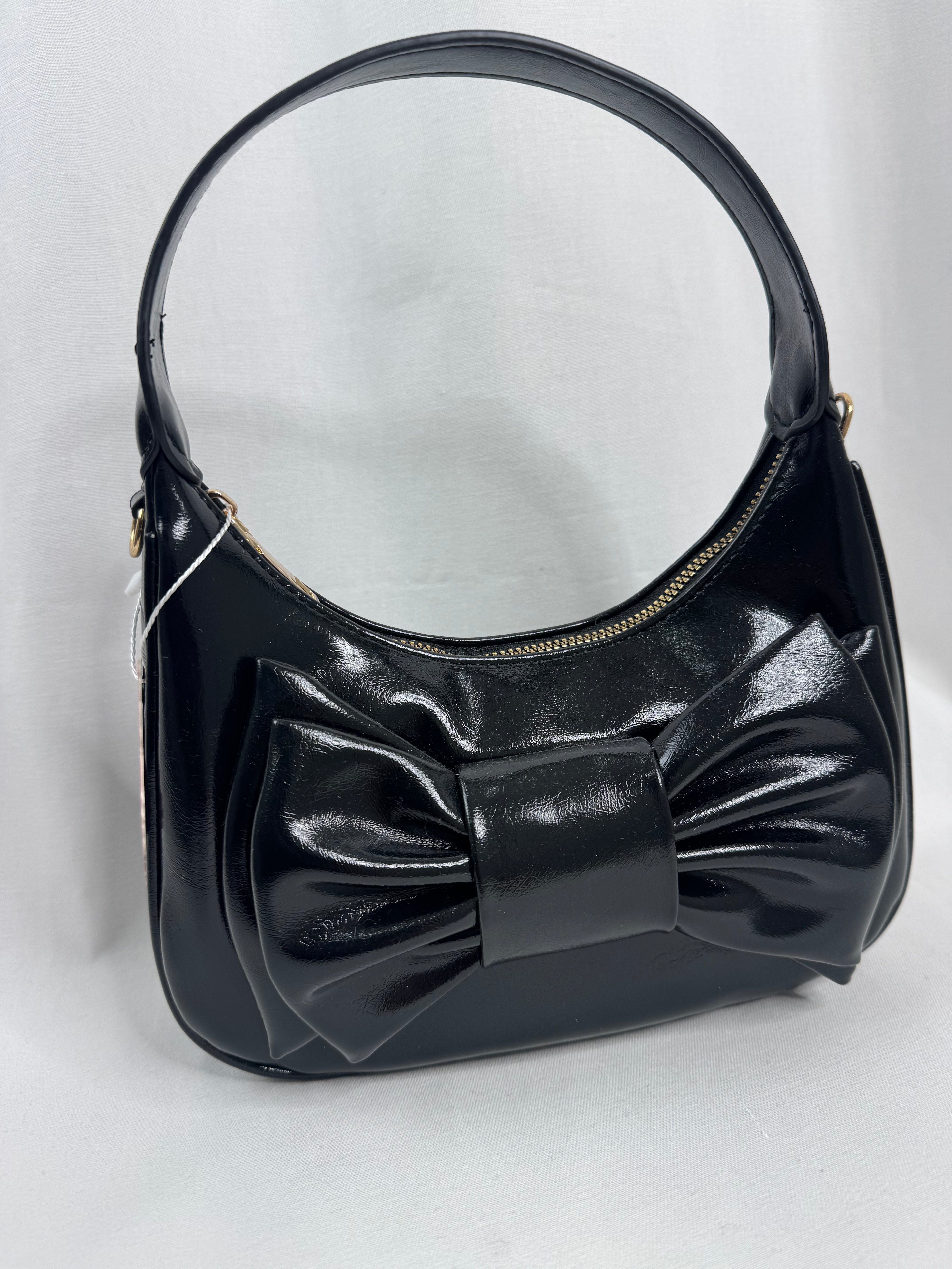 Black Patent Bow Mini Bag