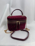 Burgundy Velvet Mini Vanity Style Bag