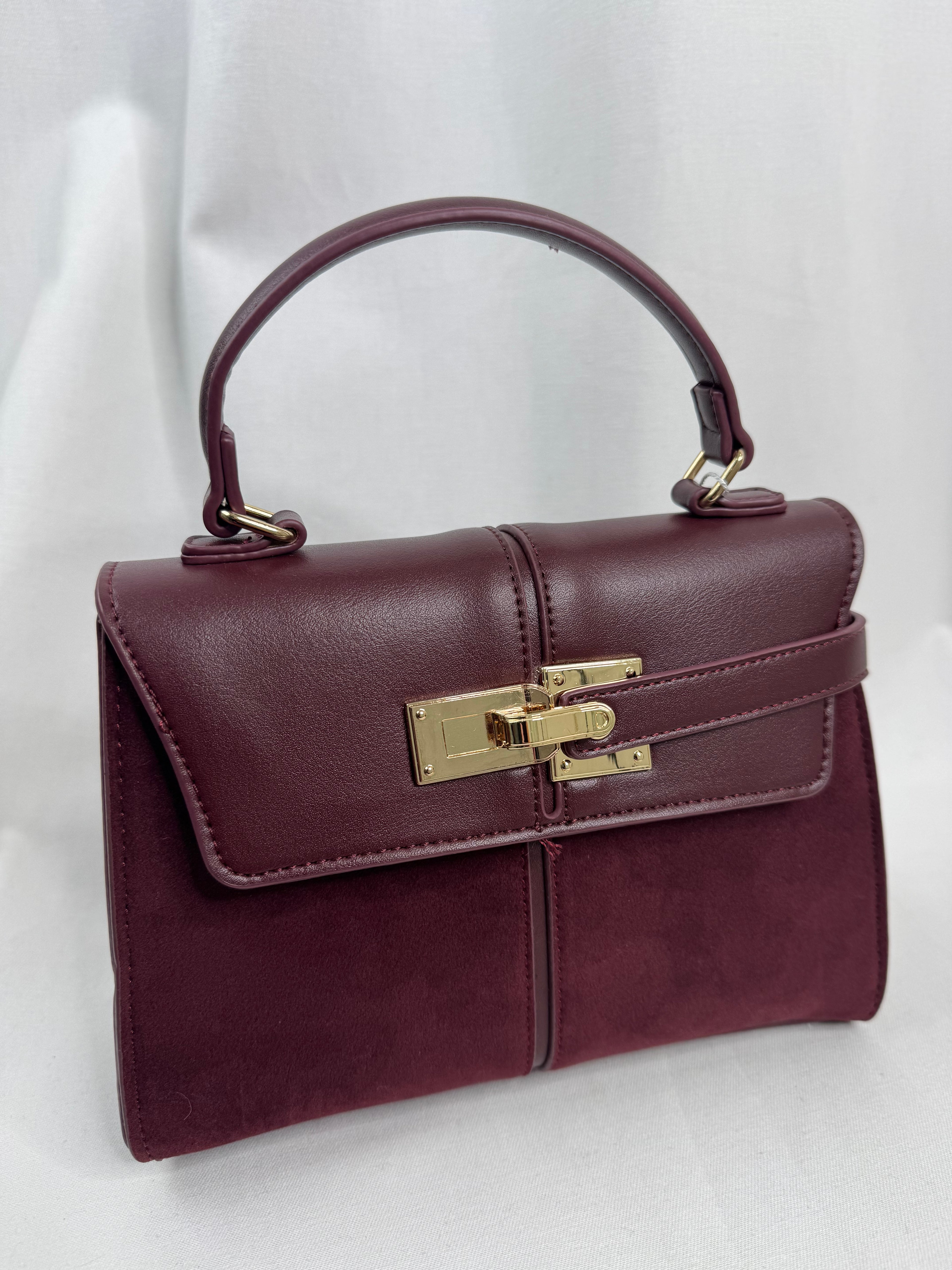 Burgundy Lock Mini Tote Bag