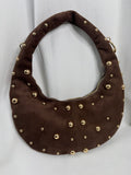 Chocolate Brown Studded Shoulder Bag