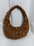 Camel Studded Shoulder Bag