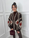 Chocolate Aztec Knitted Cardigan