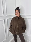Brown Fleece Zip Up Jacket