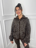 Brown Wool Knit Zip Up Jacket