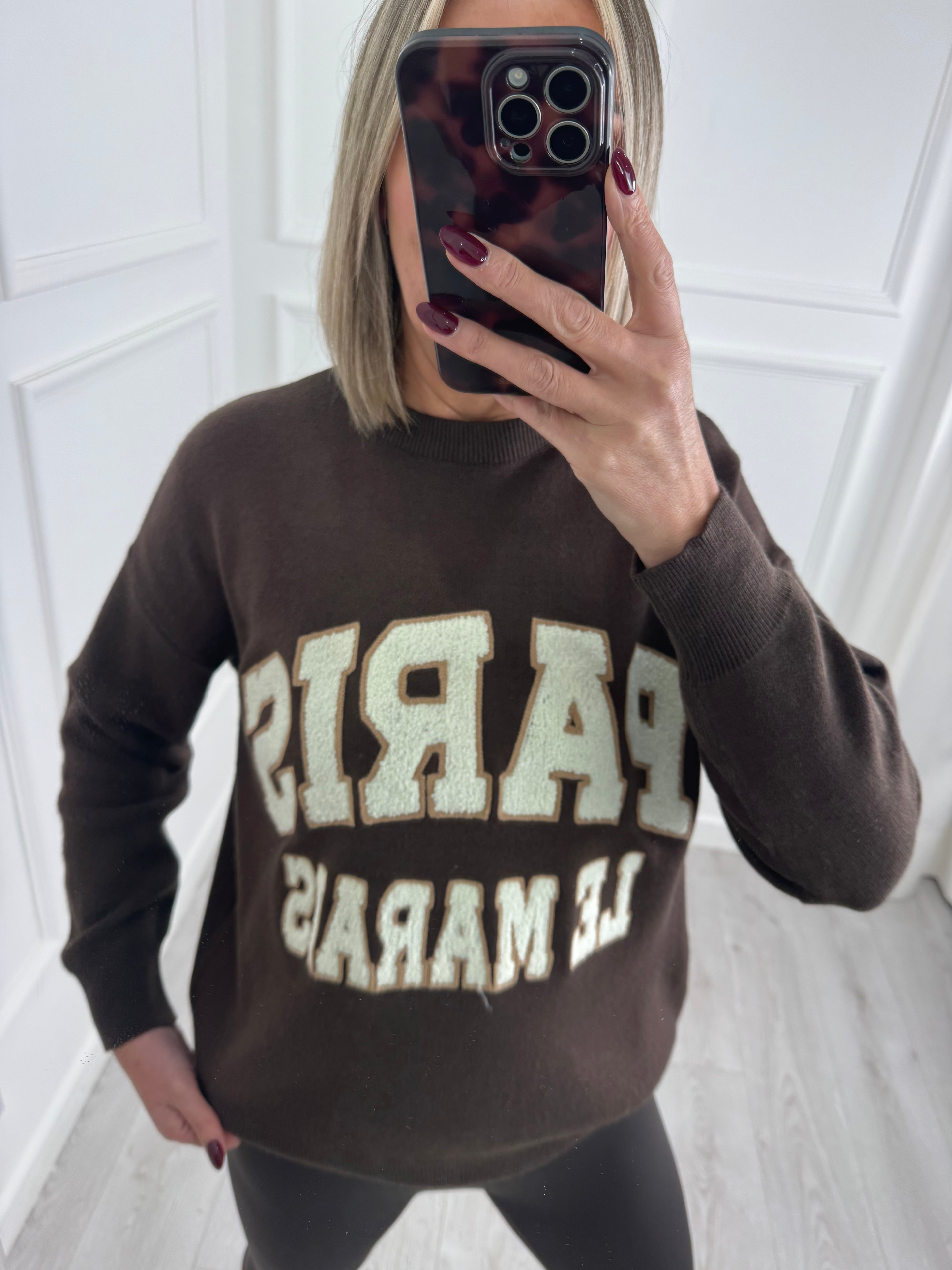 Brown Paris Knit Jumper