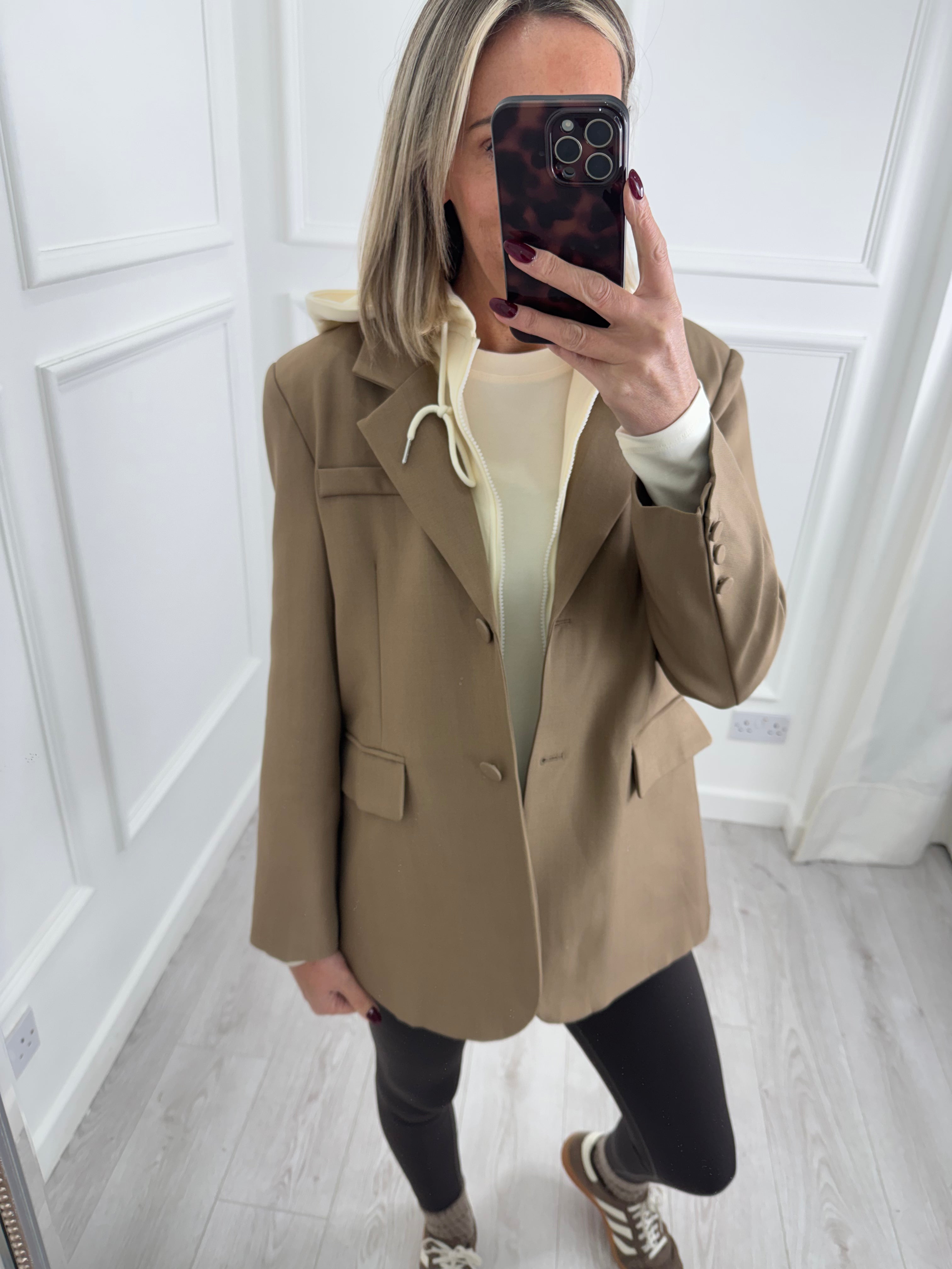 Taupe Hoodie Insert Blazer