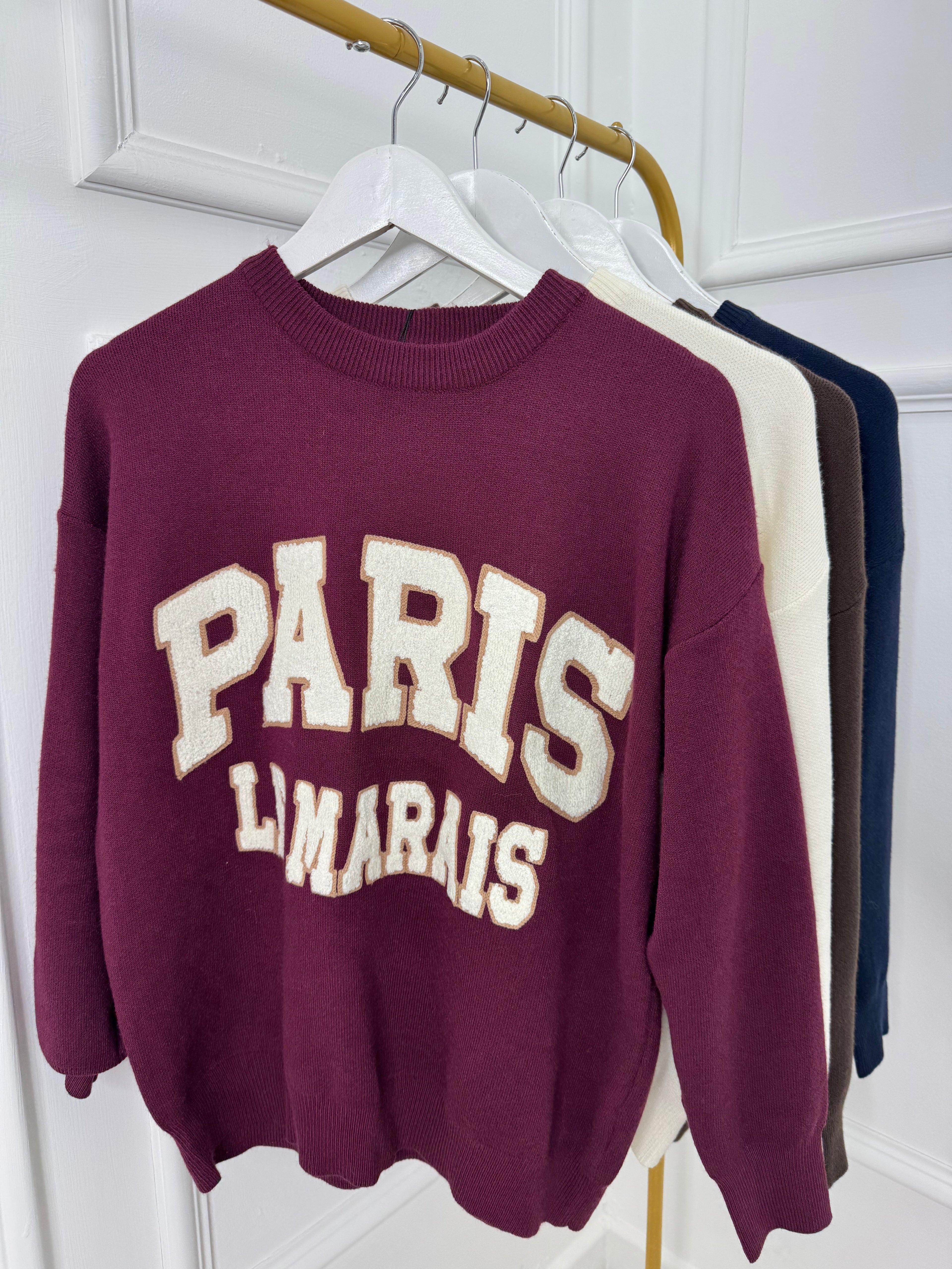 Burgundy Paris Knit Jumper